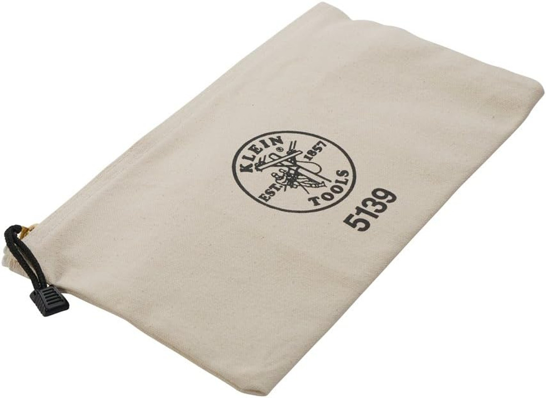 2 Pack KLEIN TOOLS Canvas Zipper Bag – Heavy Duty Brass Close Tool Pouch