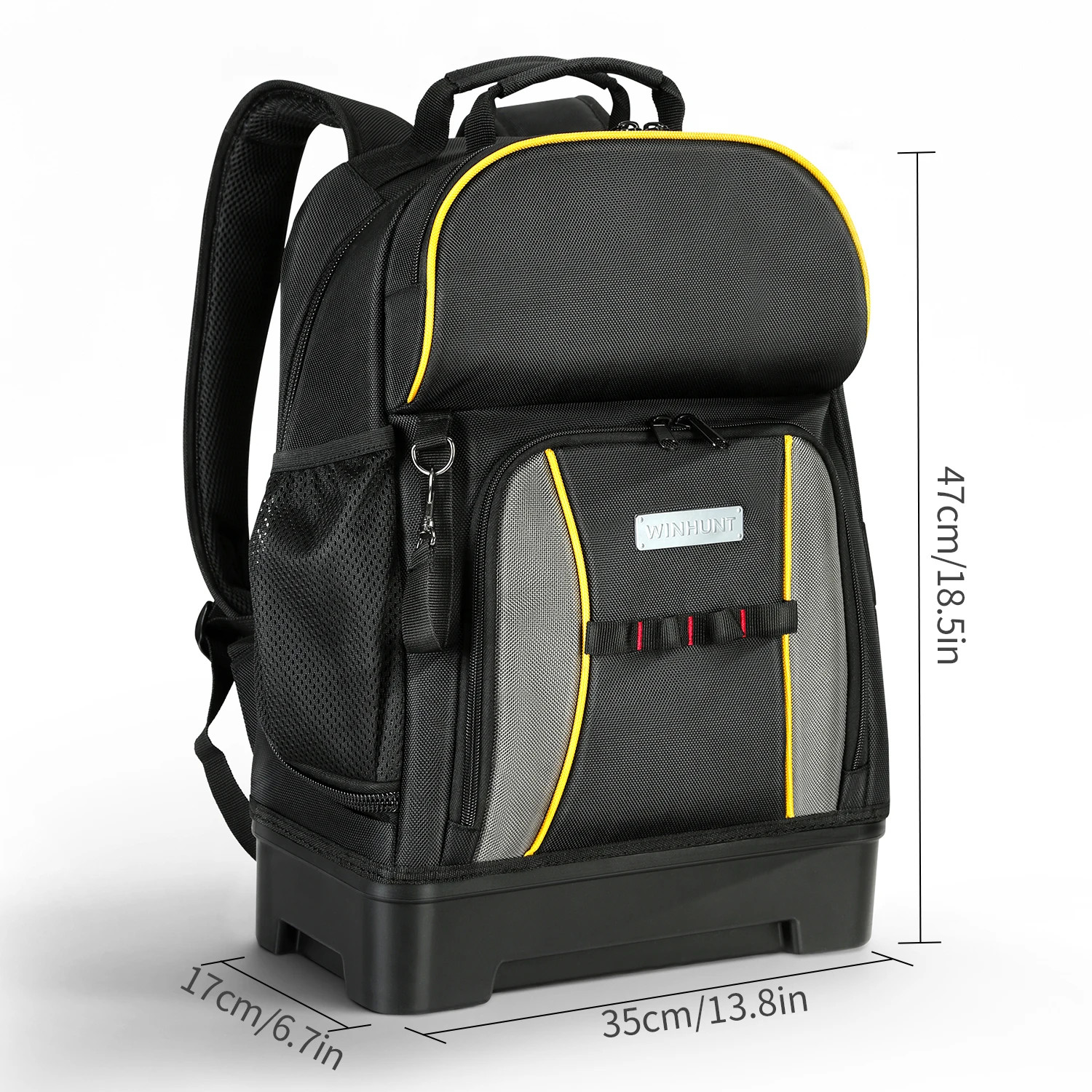 Heavy Duty Tool Backpack Waterproof Hard Base 27 Pockets Electrician Work Bag