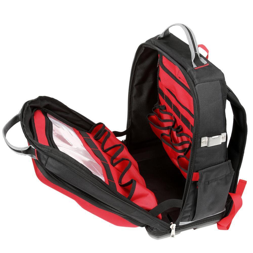 milwaukee packout backpack 15 in. 3-pack zipper tool bags storage nylon red