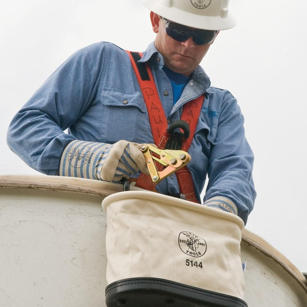 5144 Canvas Bucket, Aerial Oval Tool Bucket with Black Molded Polypropylene Bott
