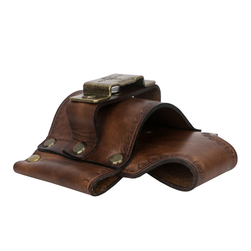 TOURBON Genuine Leather Tools Belt Pouch Hammer Holster Tape Measure EDC Holder