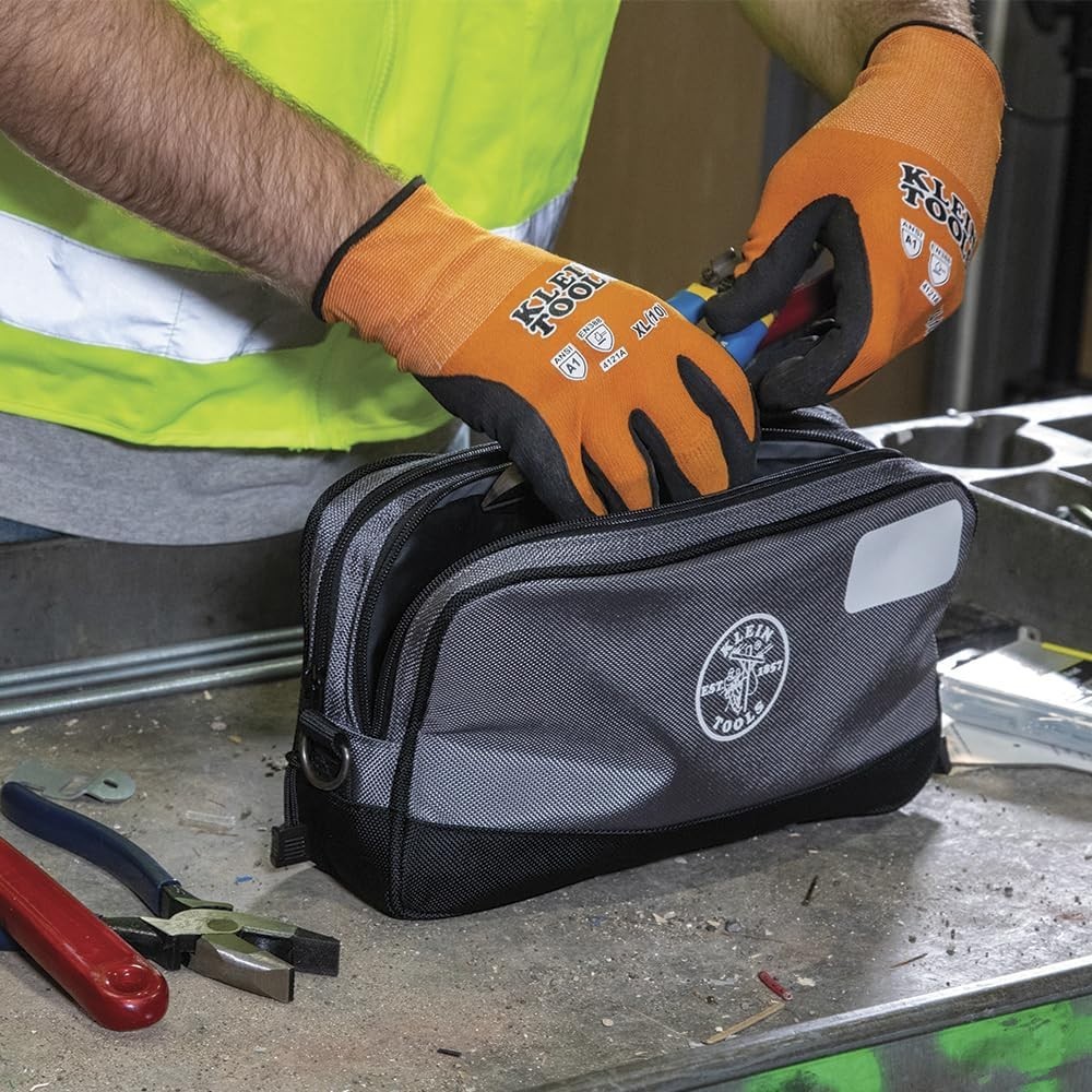 Tool Pouch, Dual Compartments, Heavy-Duty Tool Bag Organizer, Multipurpose Bag.