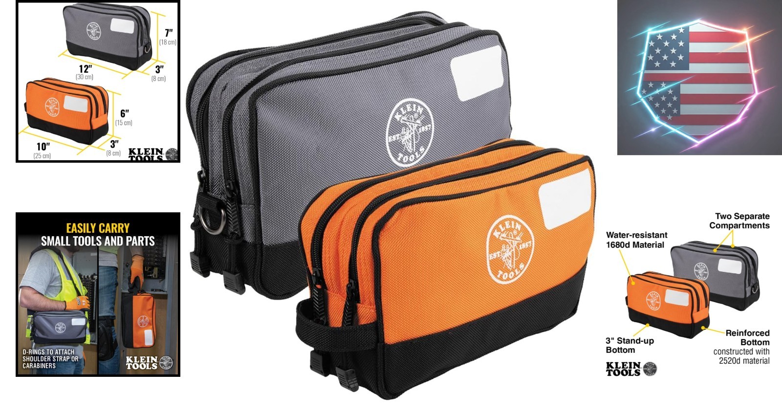 Tool Pouch, Dual Compartments, Heavy-Duty Tool Bag Organizer, Multipurpose Bag