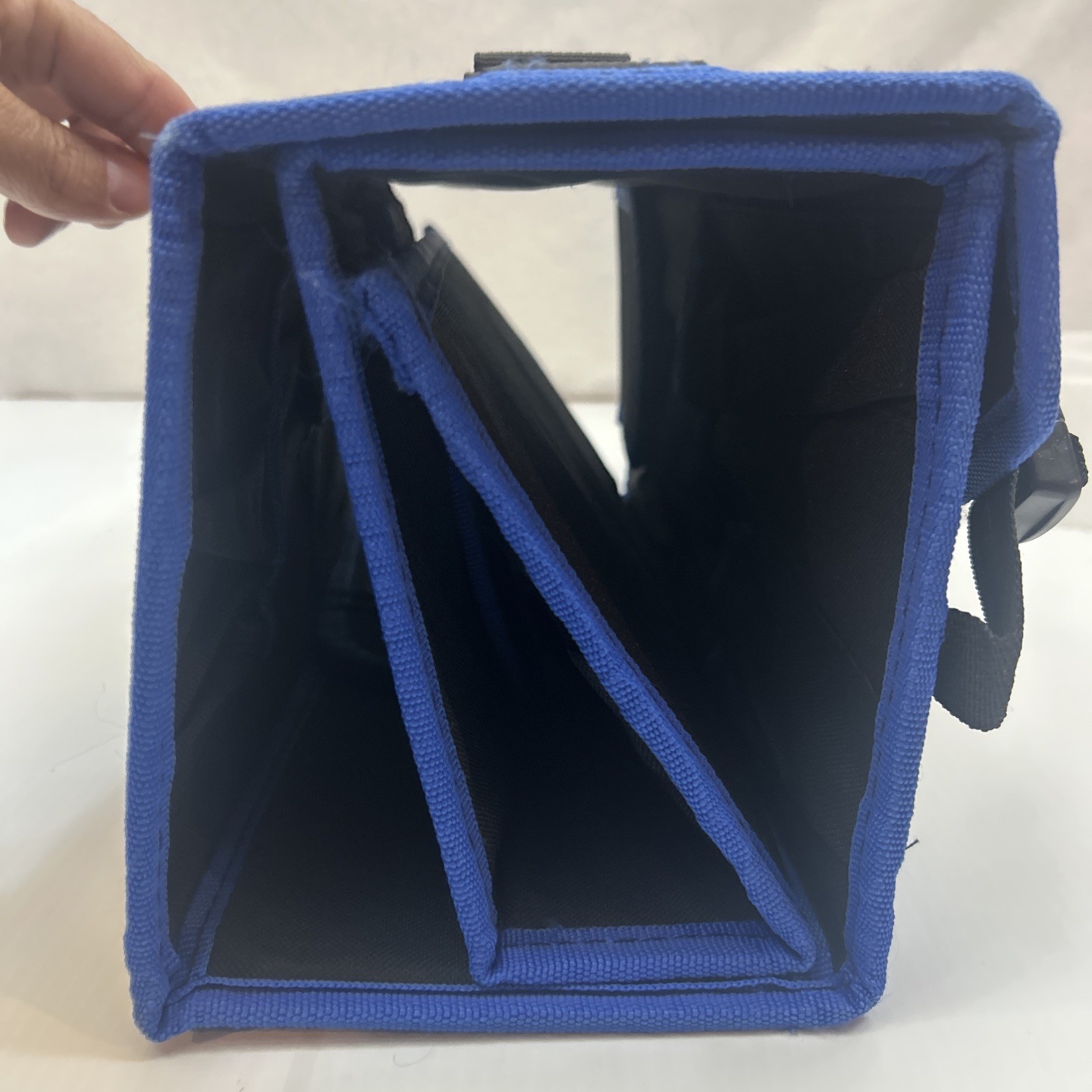 Kobalt Black Blue Fabric Tool Bag with Handle, Buckle, Multiple Pockets