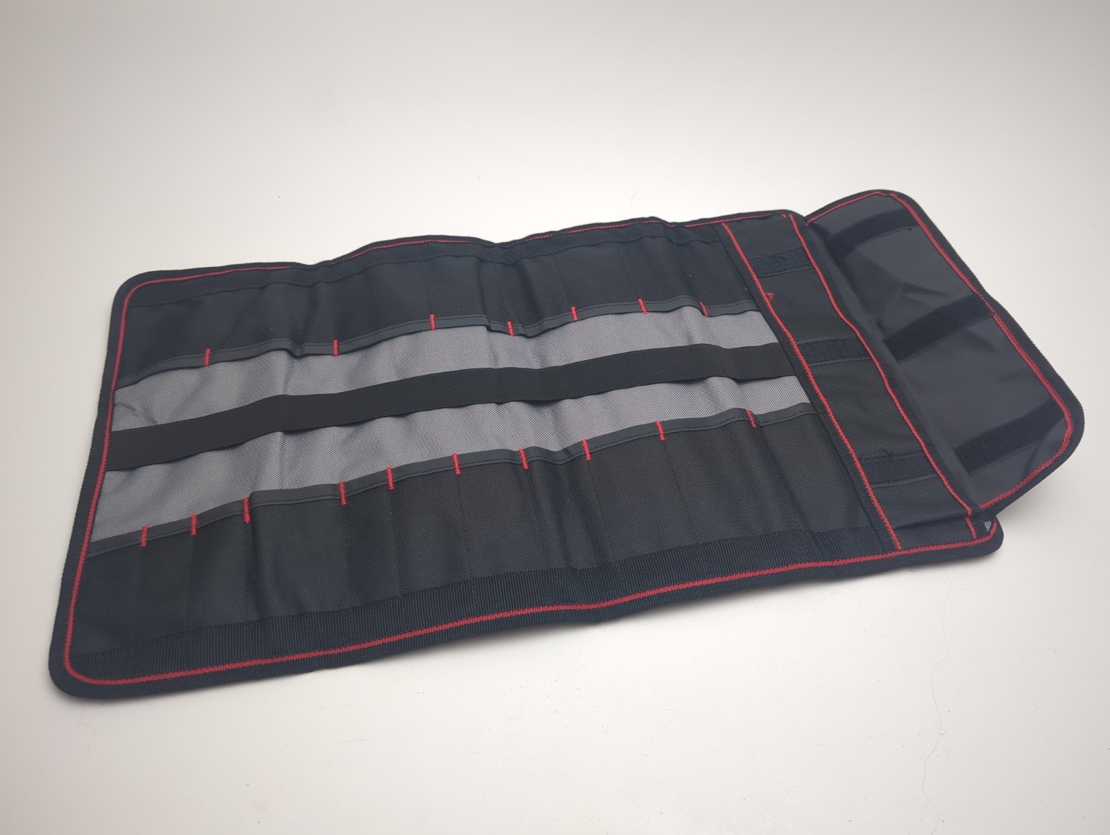 Hyper Tough Adjustable Fabric Tool Roll Black Red Organizer Holder Wrap