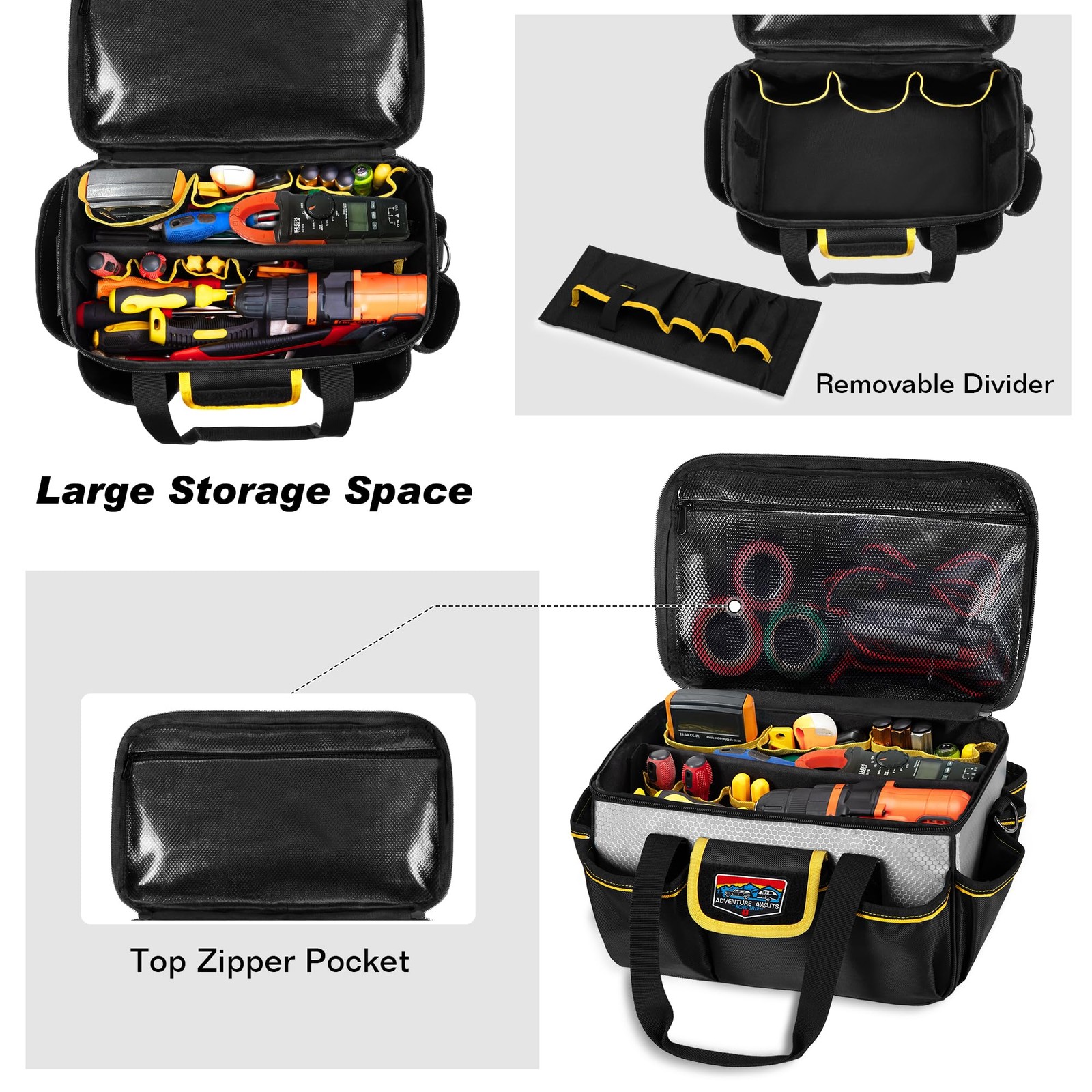 12-inch Tool Bag, Hand Tool Storage Organizer Bag for Men, Multi-purpose Work…