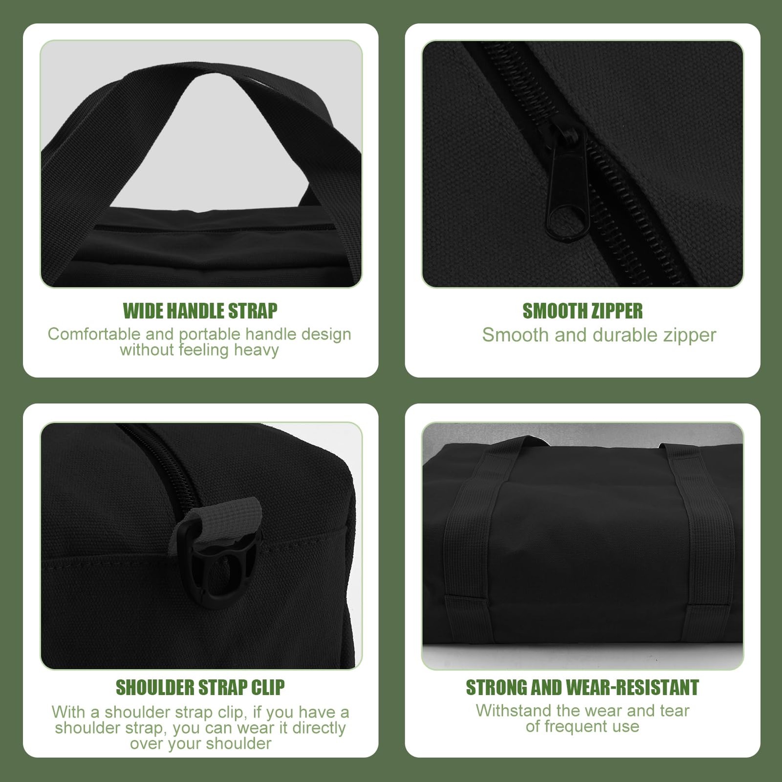 Small Tool Bag, Close Top Wide Mouth Organizer Large 12 Inch, black