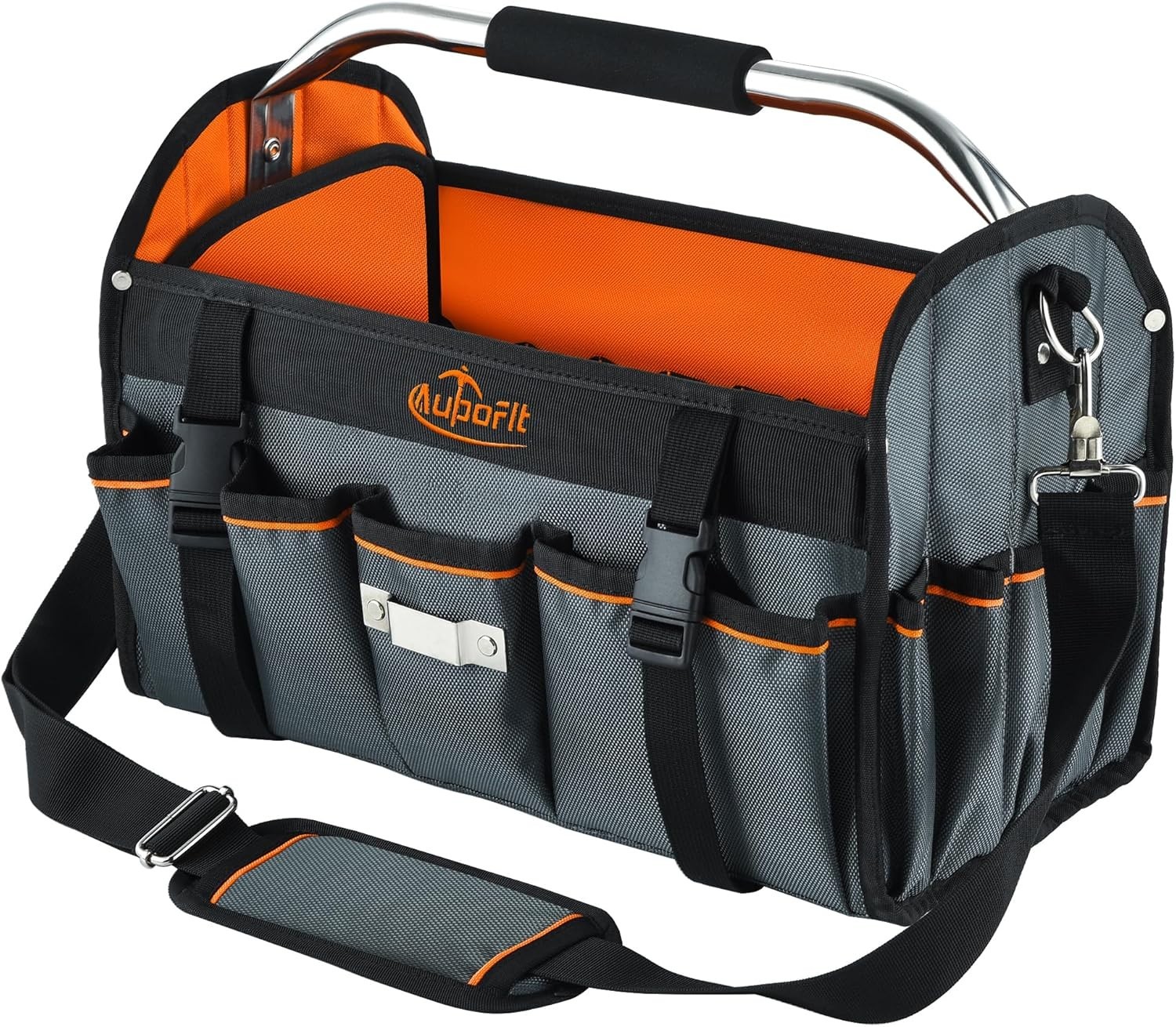 16 Inch Open Top Tool Bag, Foldable 29 Pockets Tool Tote Bag with Handle & Padde