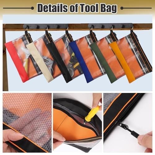 6 Pcs 11.8″ Clear Zipper Tool Pouches with Heavy Duty Mesh Window – Organizer Ba