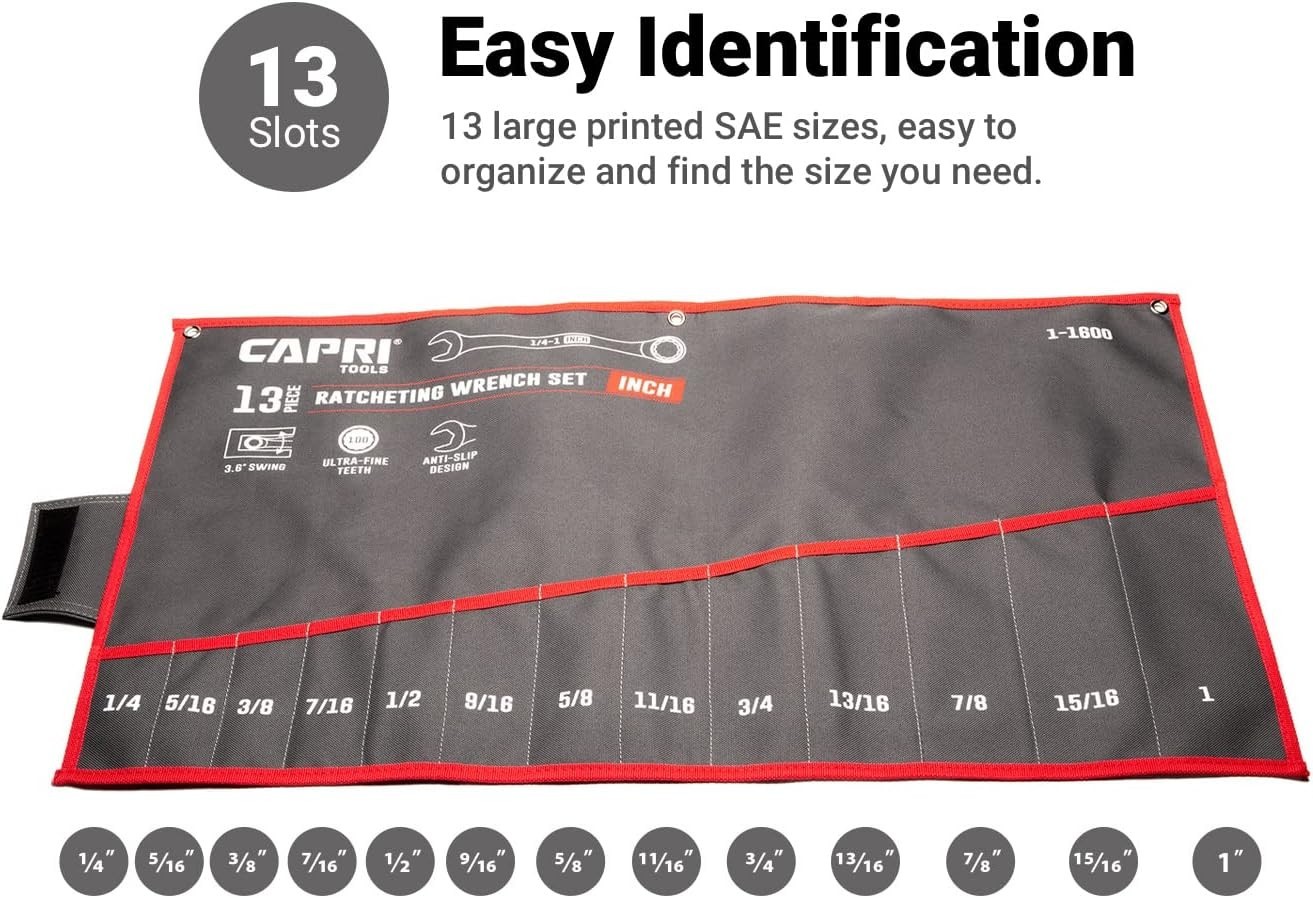 Versatile Grey Wrench Pouch with 13 Size-Marked Pockets – Easy Carry Design