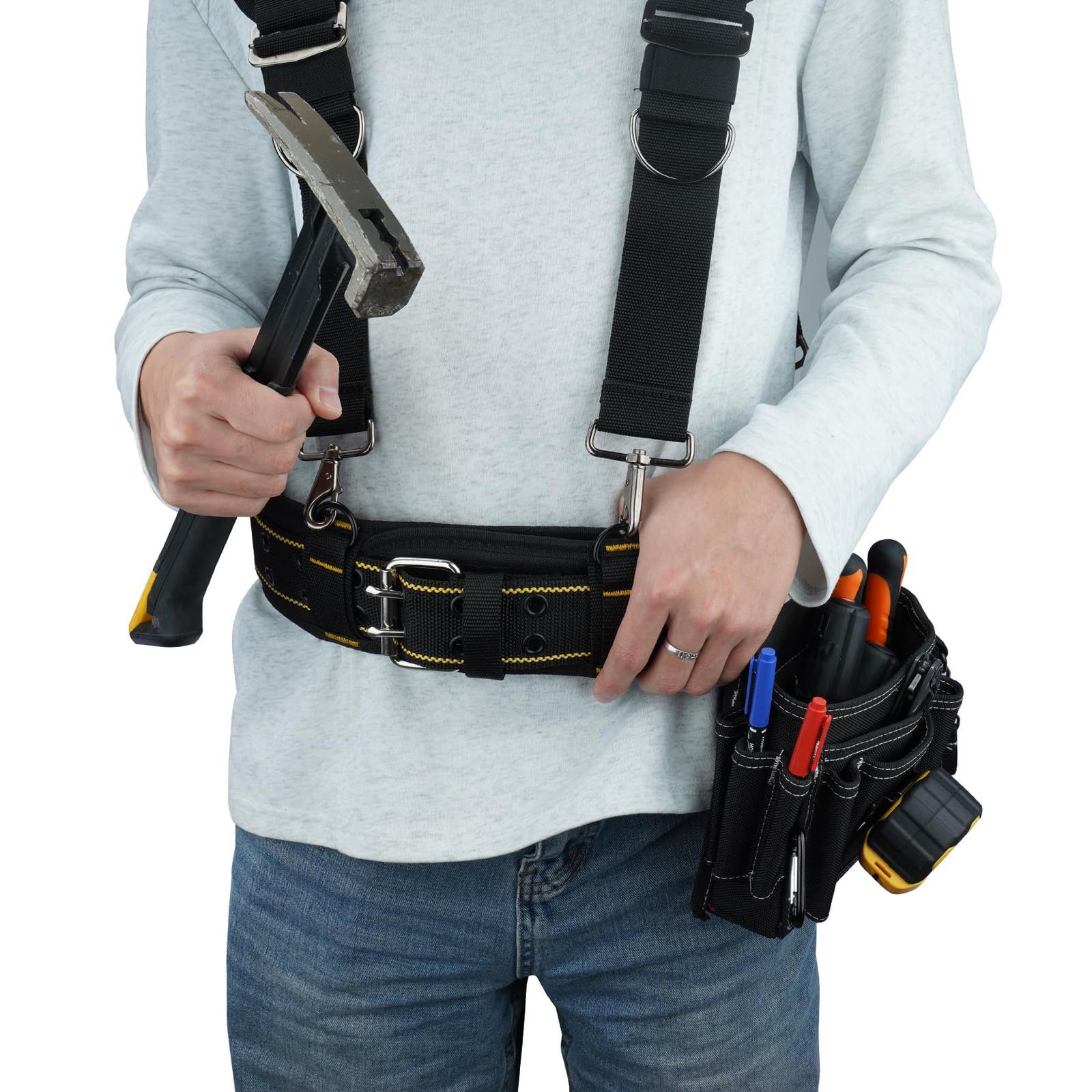 Padded Tool Belt Heavy Duty Work D Ring Adjustable Waist Electrician 3446 In