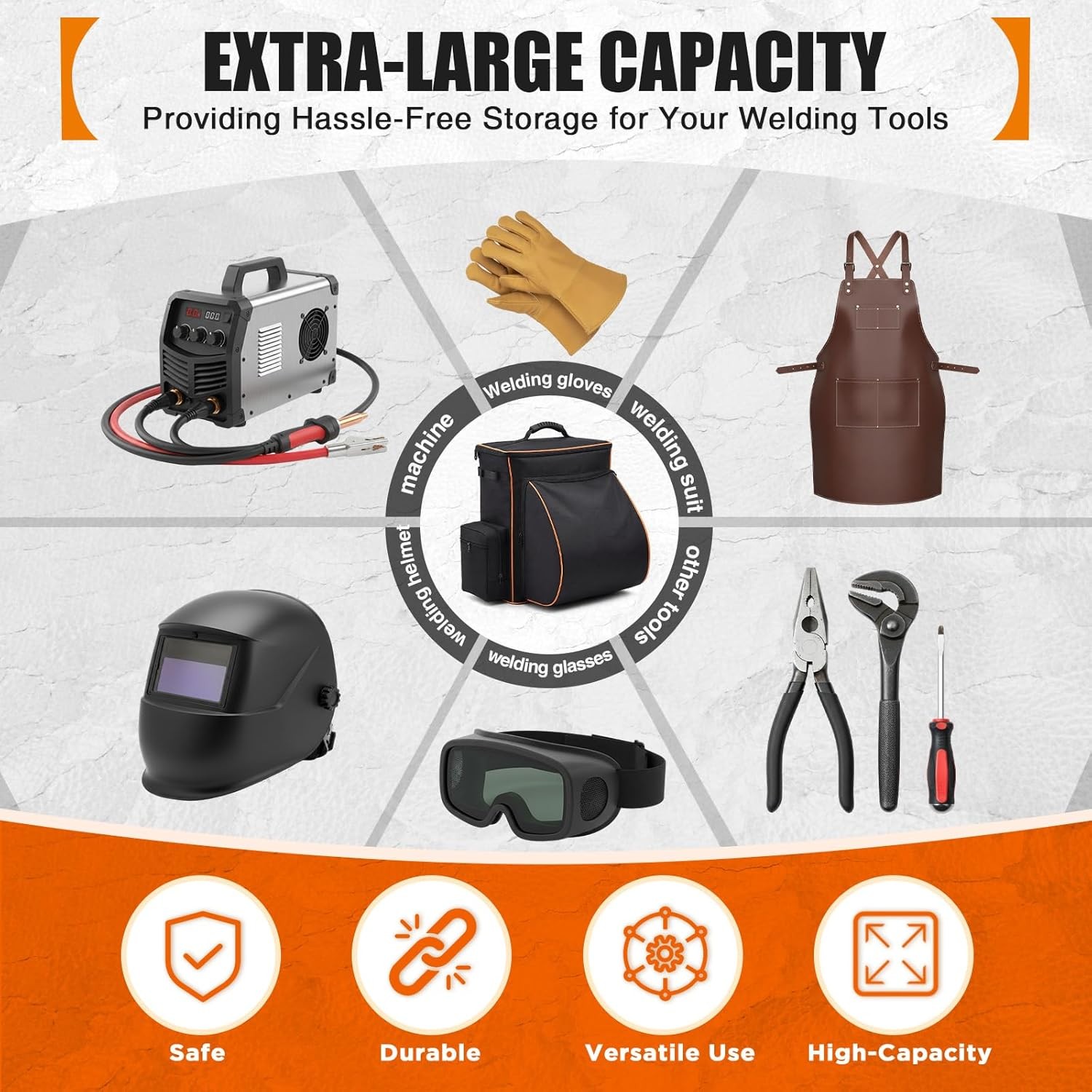 35.6L Welding Backpack for Tools & Helmet, Heavy Duty Gear Pack