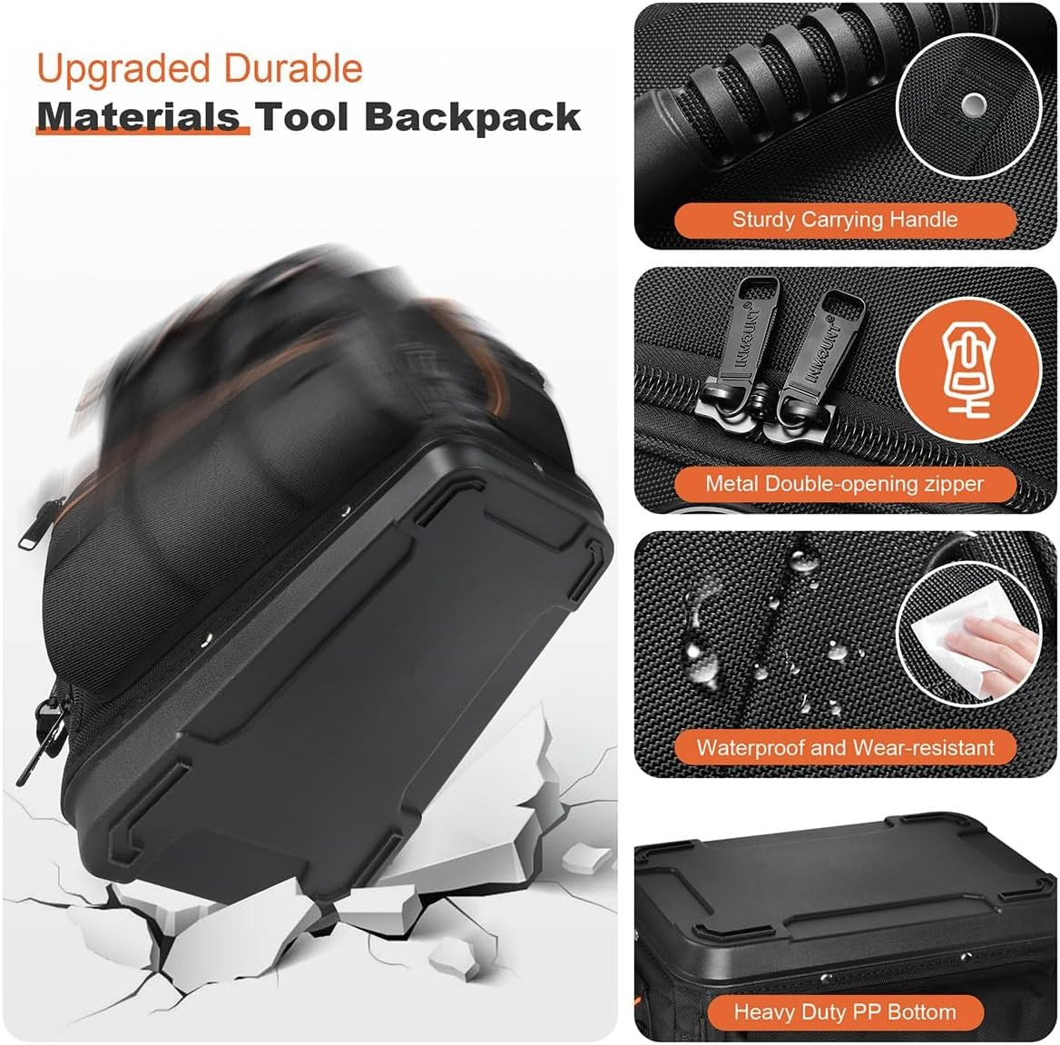 Tool Backpack Heavy Duty, Backpack Tool Bag Organizer with 89 Pockets & Loops, L