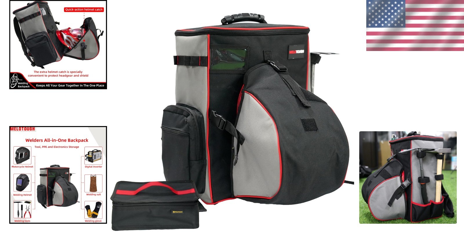 Large Capacity Welding Tool Backpack with Multiple Compartments & Utility Pocket