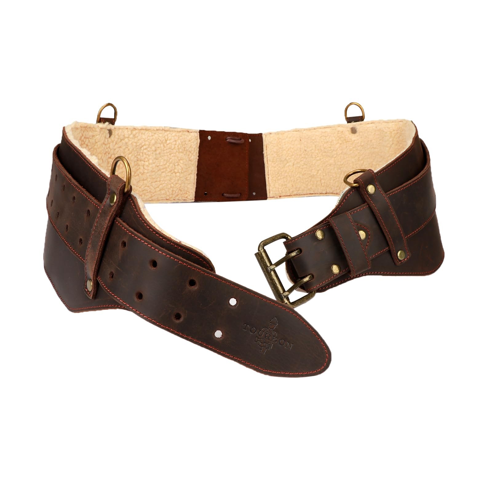 Leather Tool Belt with Suspenders, Padded Electrician Carpenter Work Belt