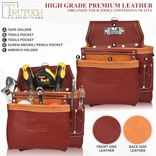 Grain Leather Tool Belt | Tool Rig Set | Tool Pouch | Drywall Tool Maroon 2000