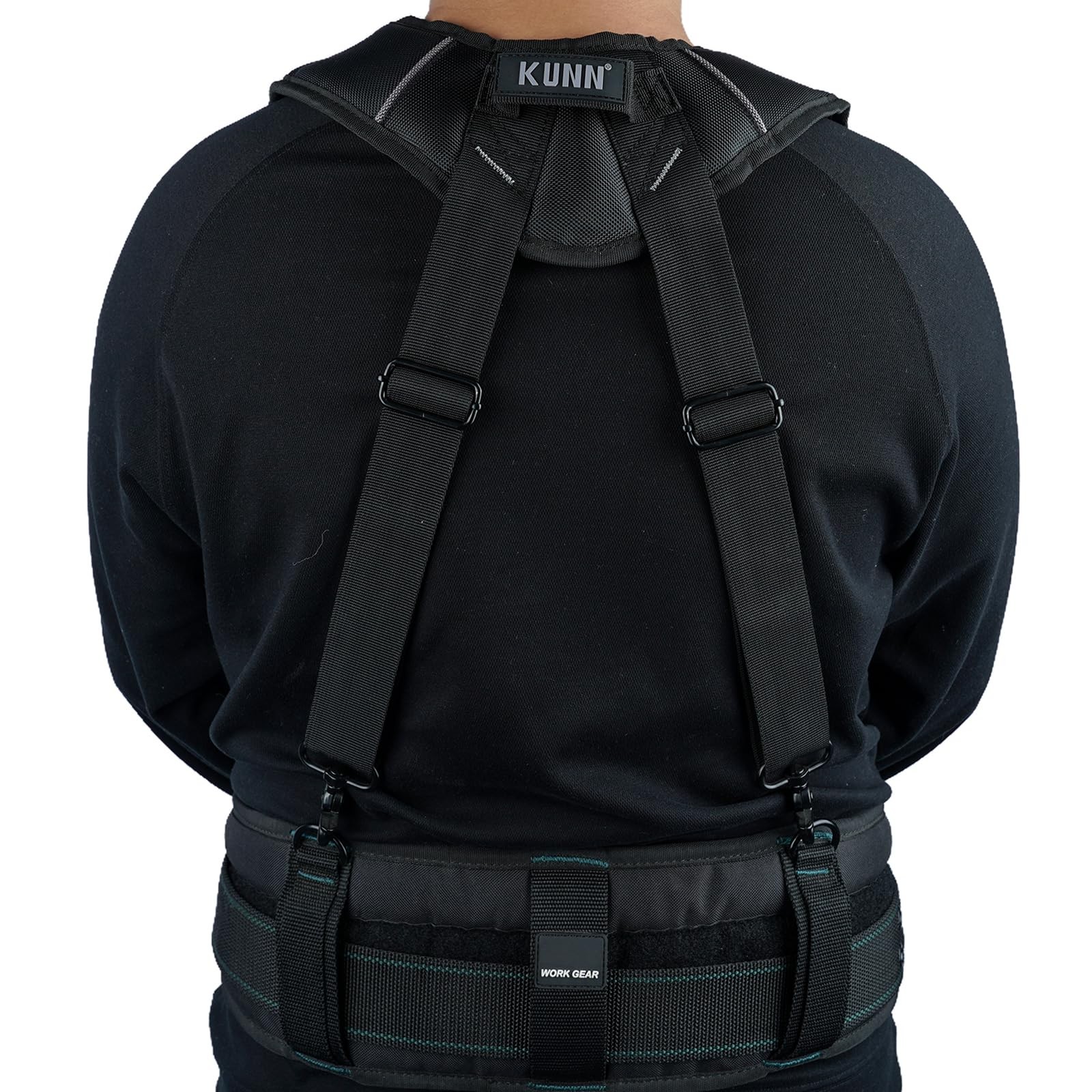 KUNN Tool Belt Suspenders Padded Carpenter Construction BLACK, Black