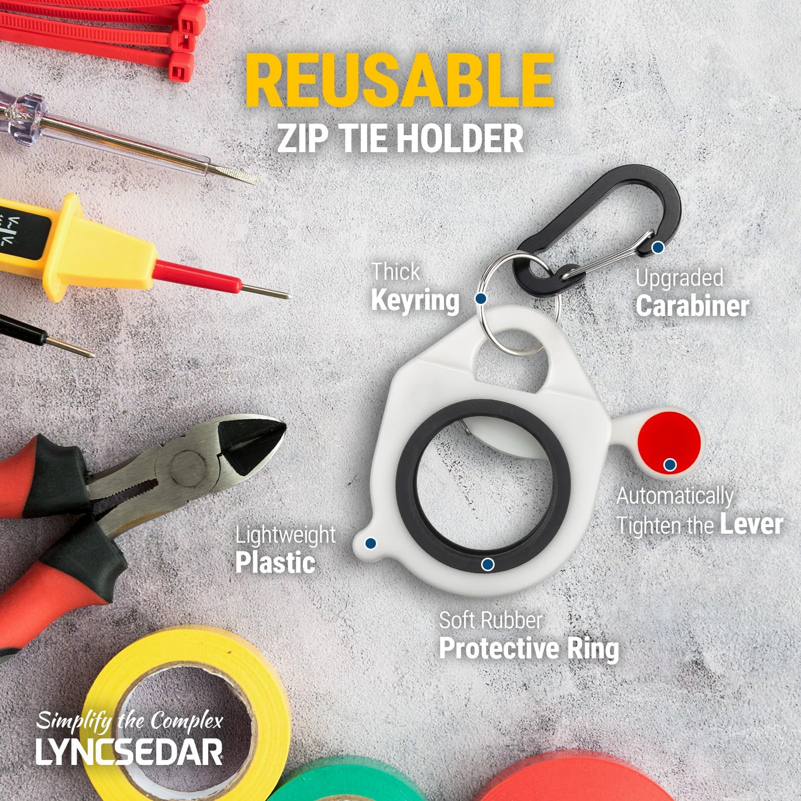 LYNCSEDAR Zip Tie Holder, 2-Pack White Cable Holder 2-Pack,