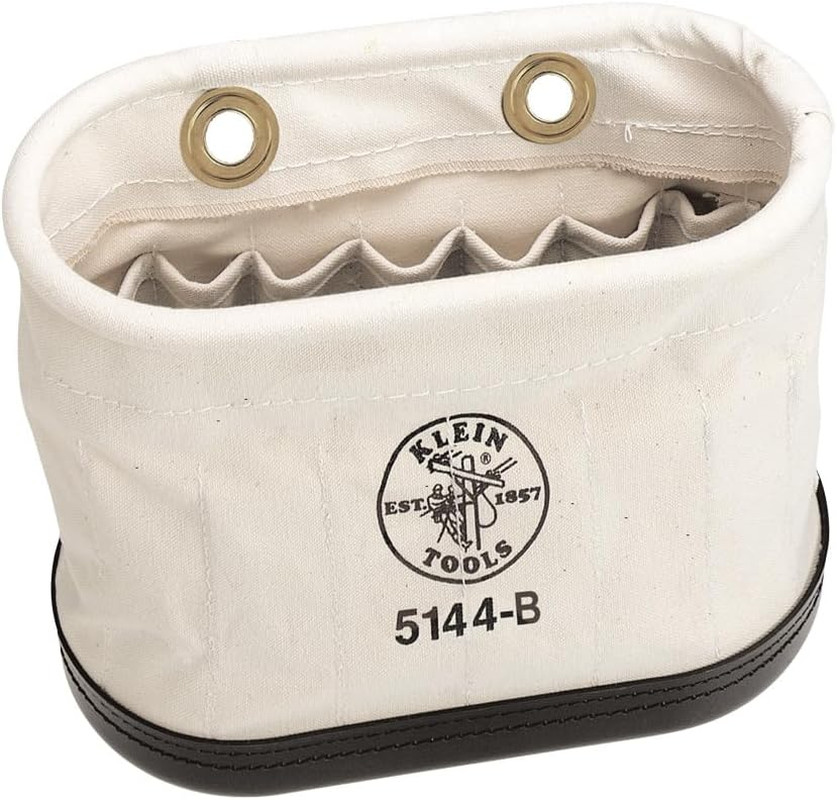 Aerial Oval Canvas Bucket with 15 Pockets and Durable Polypropylene Bottom