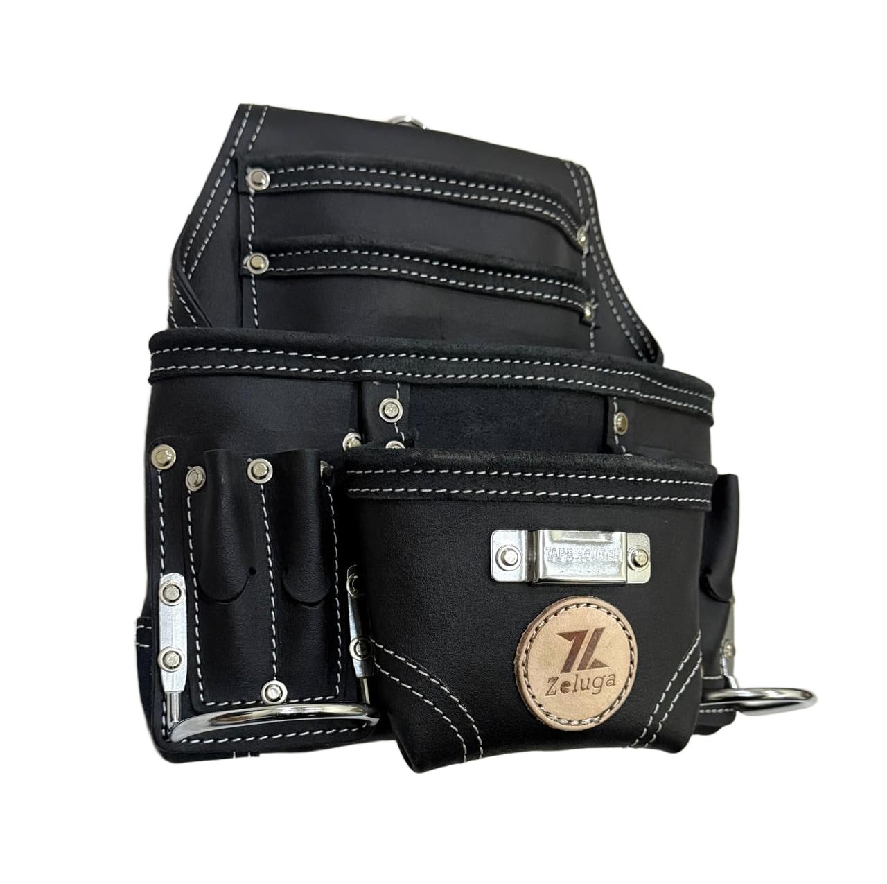 1 PCS 20117 Black 10 Pocket Rigger Heavy Duty Leather Tool Bag Pouch Belt