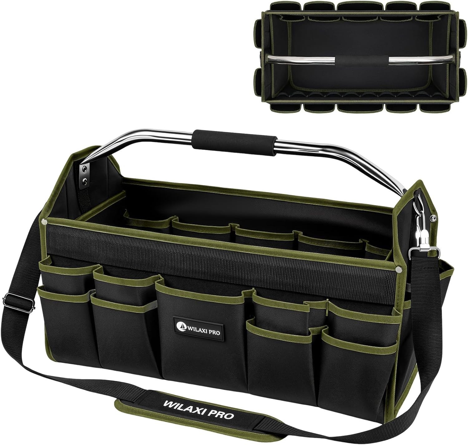 22in Tool Bags For Men Heavy Duty 33 PCS Pockets Tool Bag Organizer Foldable