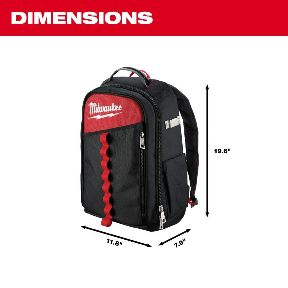Low Profile Jobsite Backpack Padded Multi Pockets Bag Tools Storage Organizer