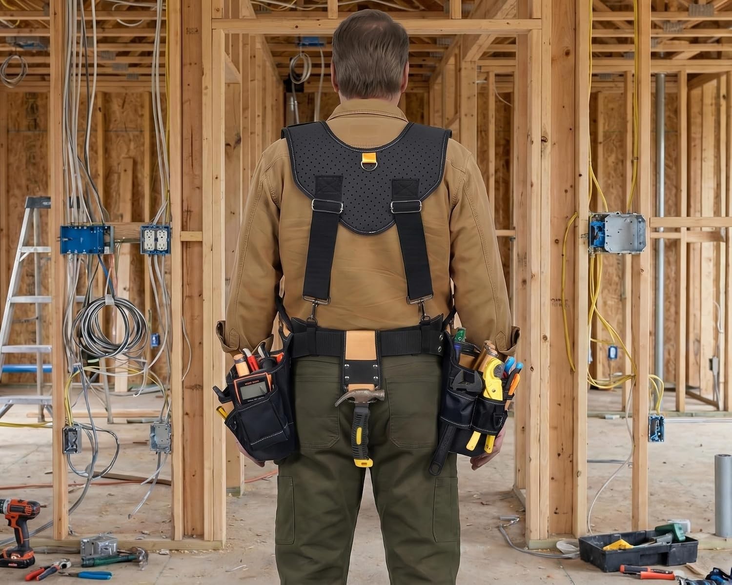 Ultimate Tool Organization: 42-Pocket Ergonomic Belt with Adjustable Suspenders