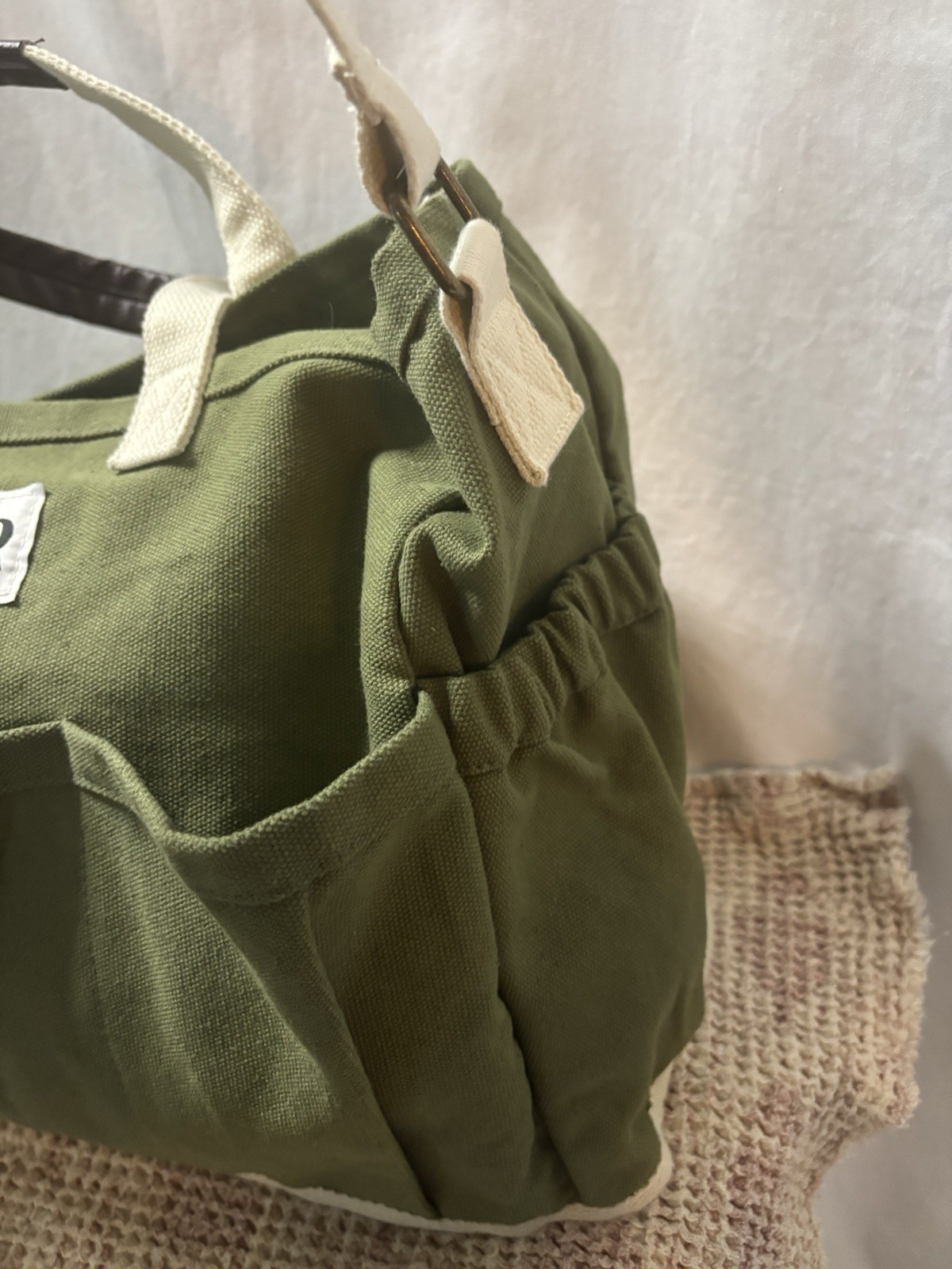 Arber Garden Tote Spacious Utility Carry All With Pockets Mesh Bottom Canvas Bag
