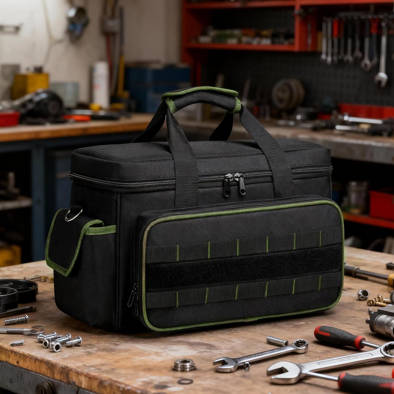 17″ Oxford Tool Tote W/ Padded Handle – Multi-Pocket Organizer for Electricians
