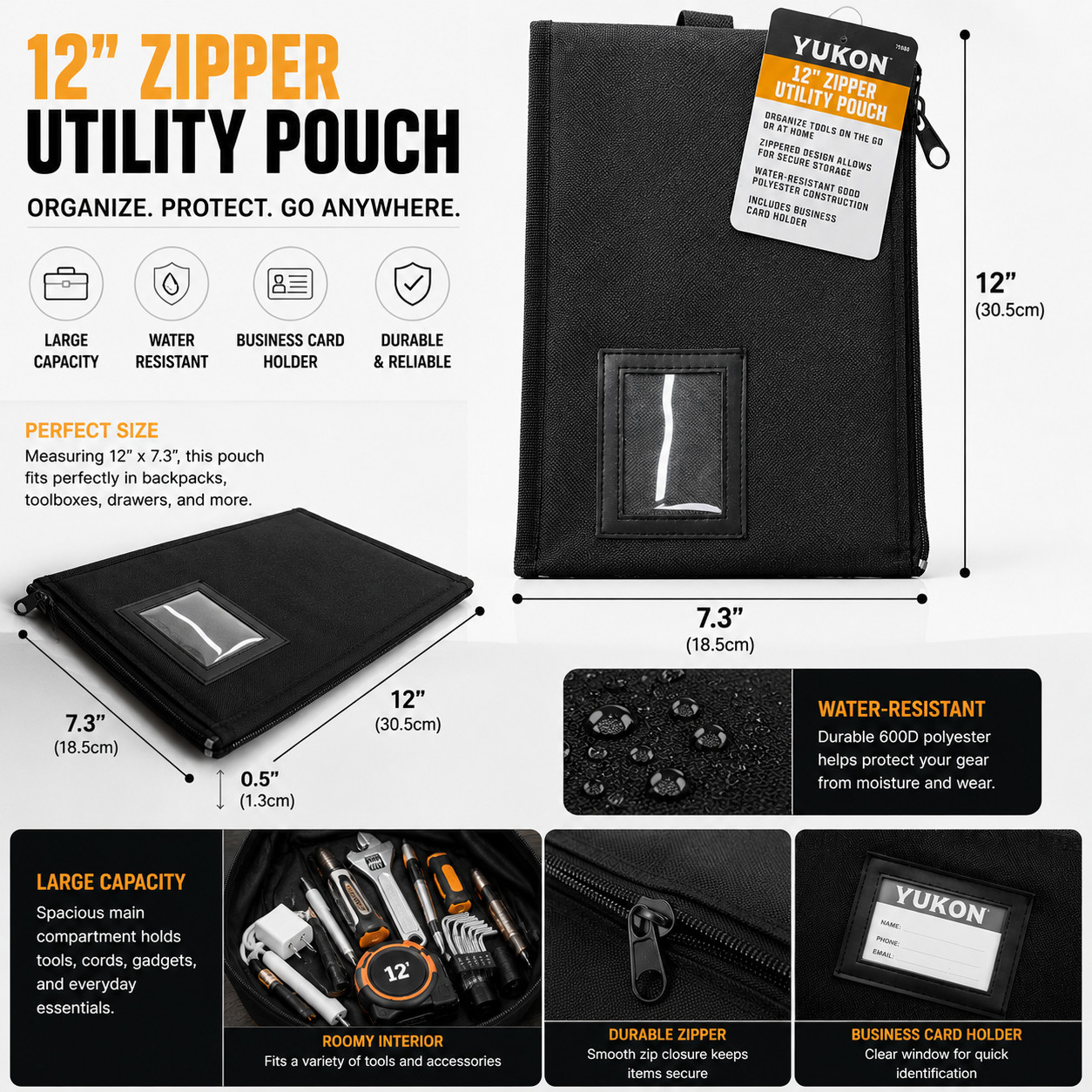 12-Inch Zipper Utility Pouch – Perfect Size