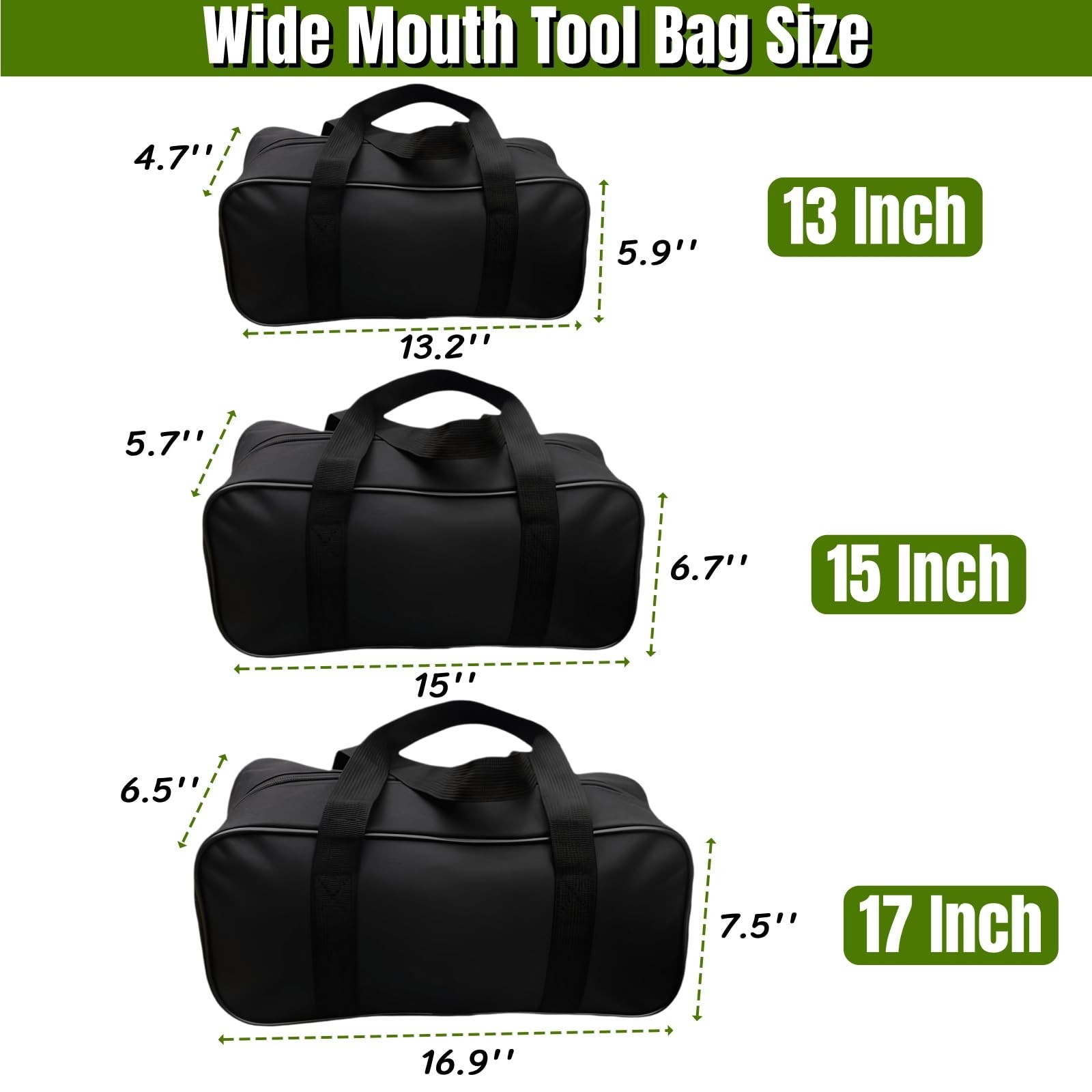 15 Inch Wide Mouth Tool Bag, Waterproof Oxford Electrician Tool Bag, Large Ca…