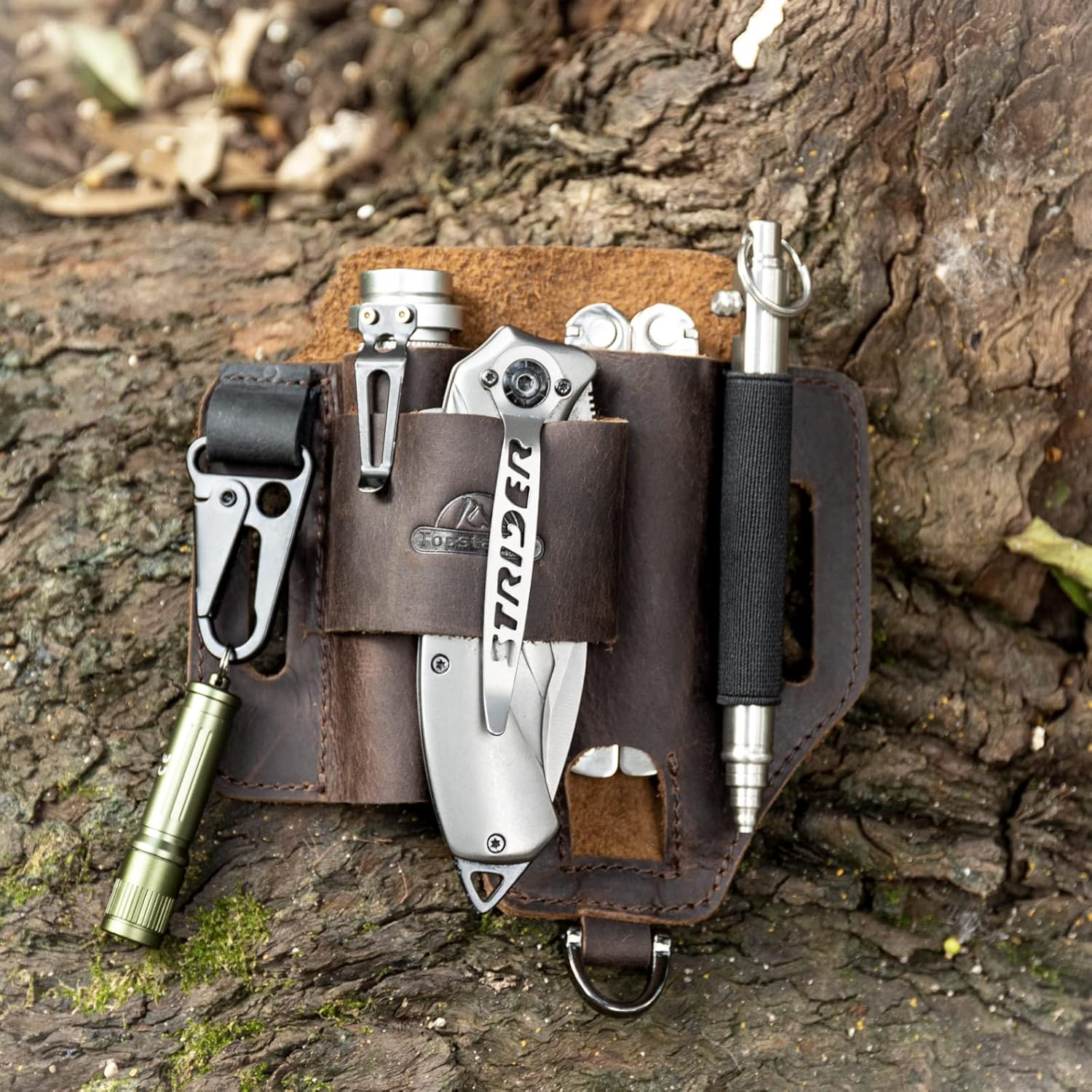 Leather Tool Belt Pouch Pockets Storage for Work Tools Electrician Multitool