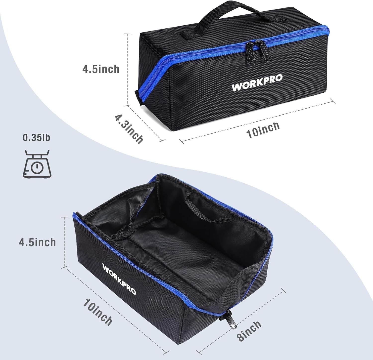 WORKPRO 10″ Wide Mouth Utility Tool bag with Zipper 3-pack Multipurpose NEW