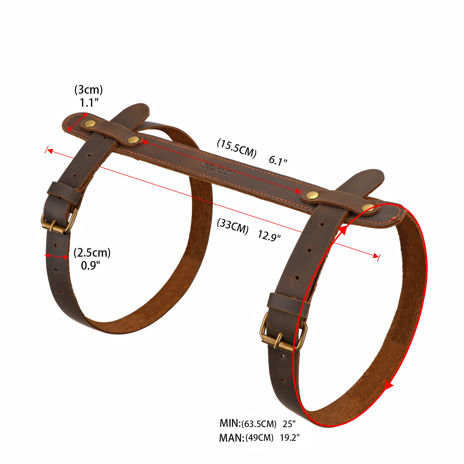 Leather Picnic/Motorcycle Blanket Carry Handle Belt Bedroll Strap Adjust
