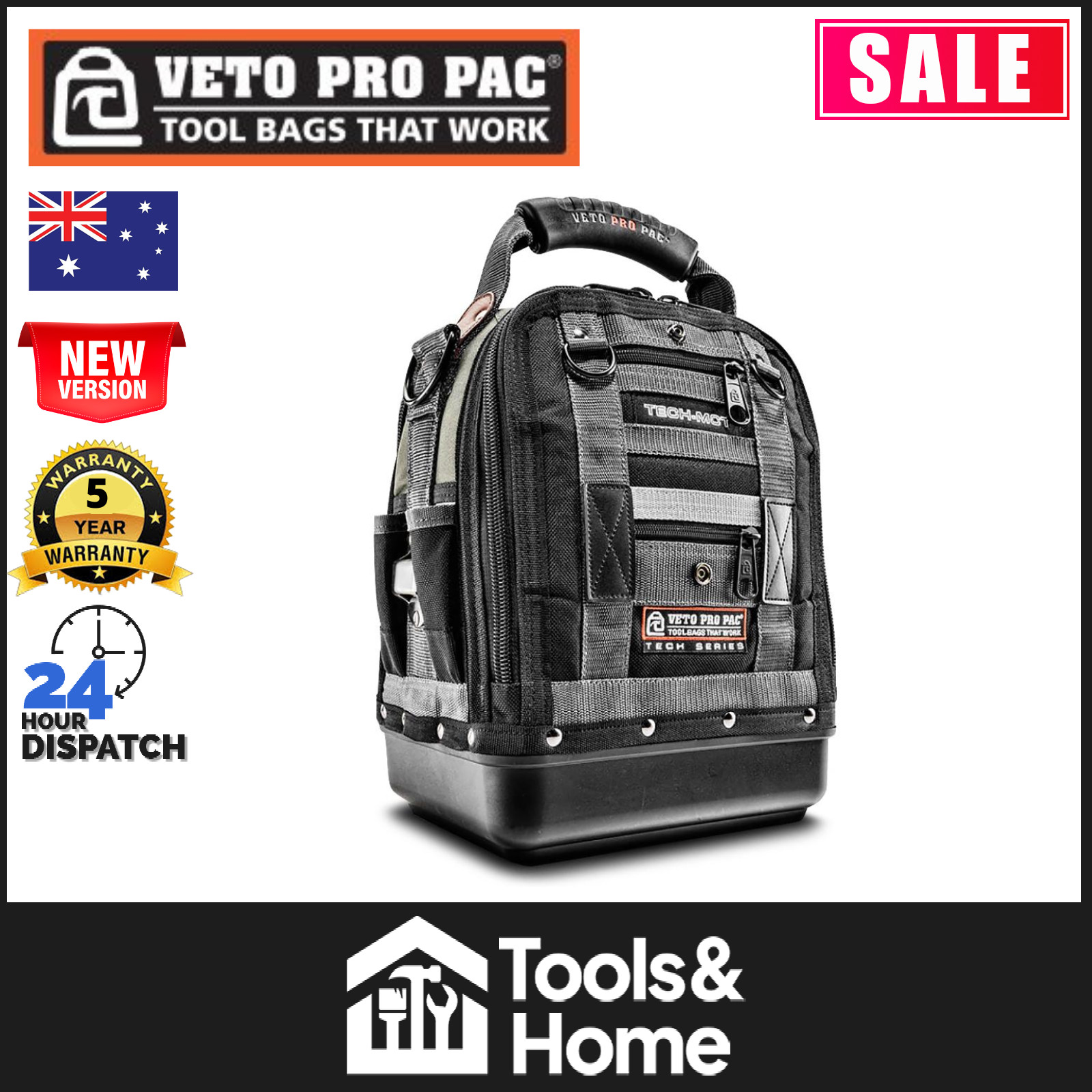 VETO PRO PAC TECH MCT MEDIUM CLOSED TOOL BAG: 44 interior and exterior pockets
