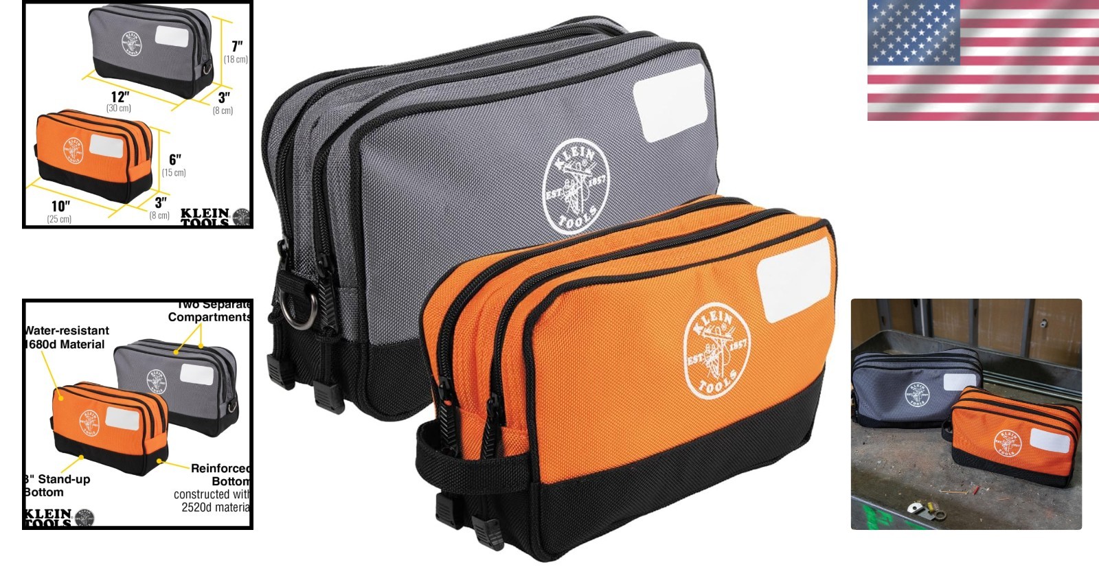 Tool Pouch with Dual Compartments Heavy Duty Polyester Organizer Bag 12 Inch
