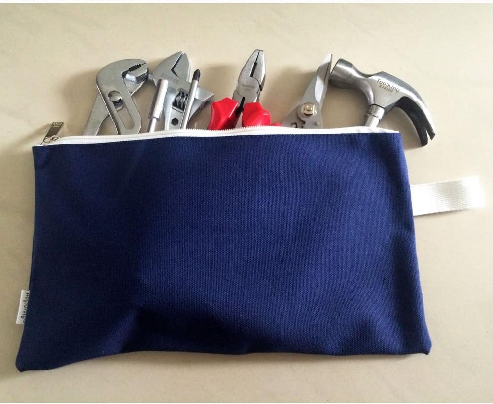 Durable Canvas Tool Organizer Bags – 4-Pack, Secure Zipper Closure, 9.5″x7″