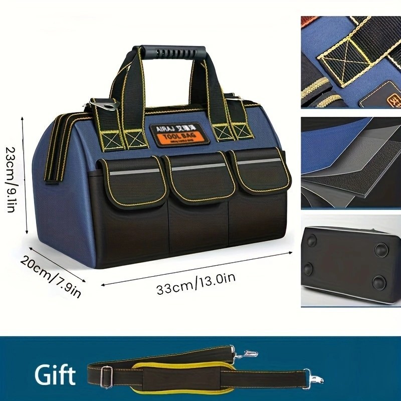 Heavy Duty 3214D Oxford Tool Bag Water-Resistant Electrician Organizer Tote