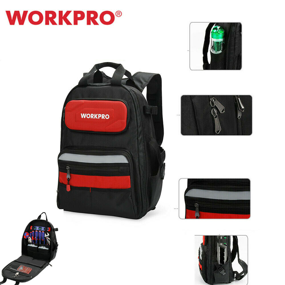 29-Pocket Heavy-Duty Tool Backpack Organizer with Rubber Feet and Padded Back