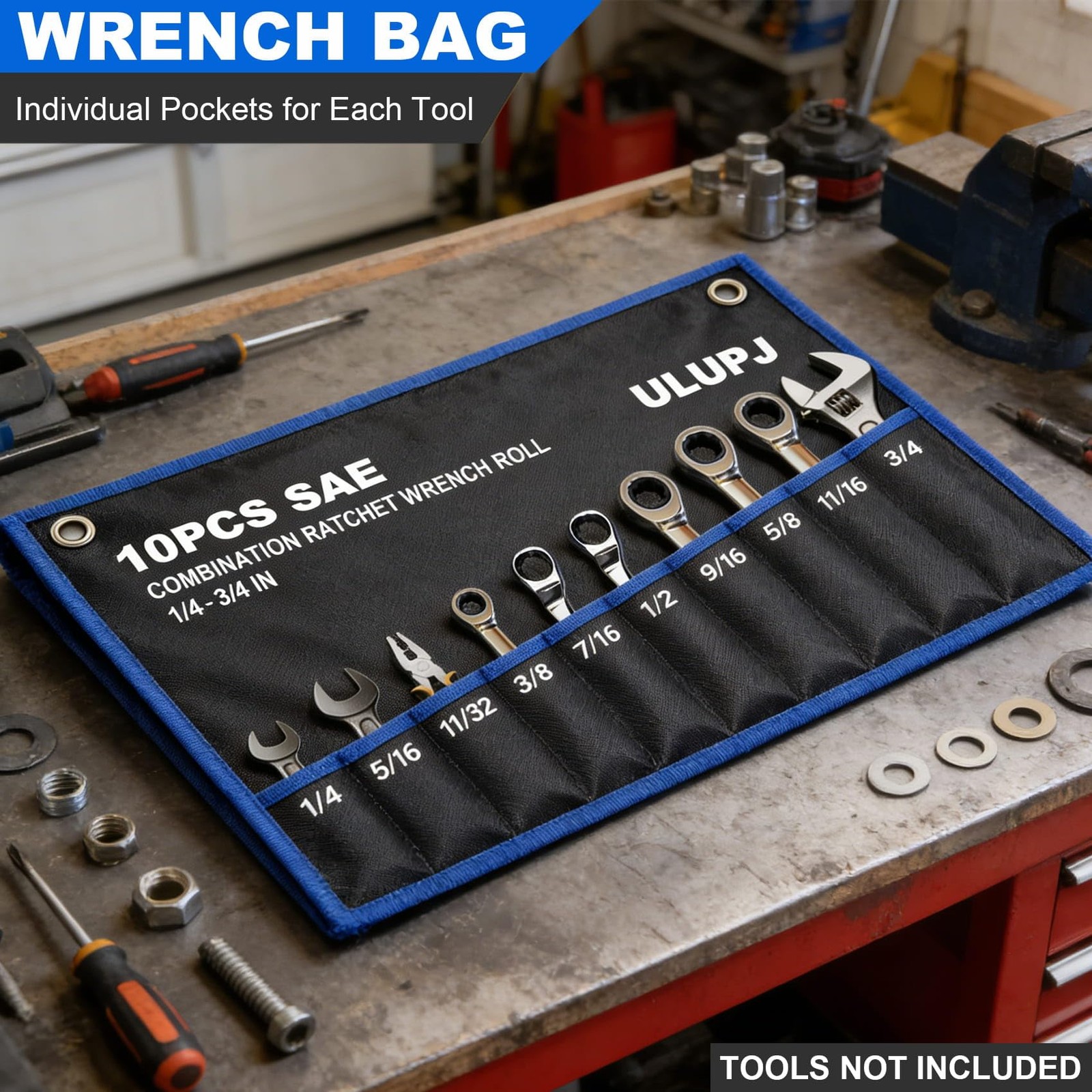 2PCS Wrench Roll, Wrench Roll Up Pouch, Wrench Organizer, HeavyDuty Tool Pouc