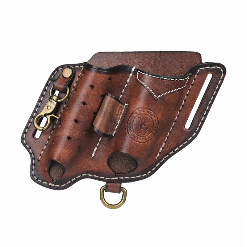 TOURBON EDC Multitool Sheath Flashlight/Key Fob/Pen Belt Holster Camping Gift