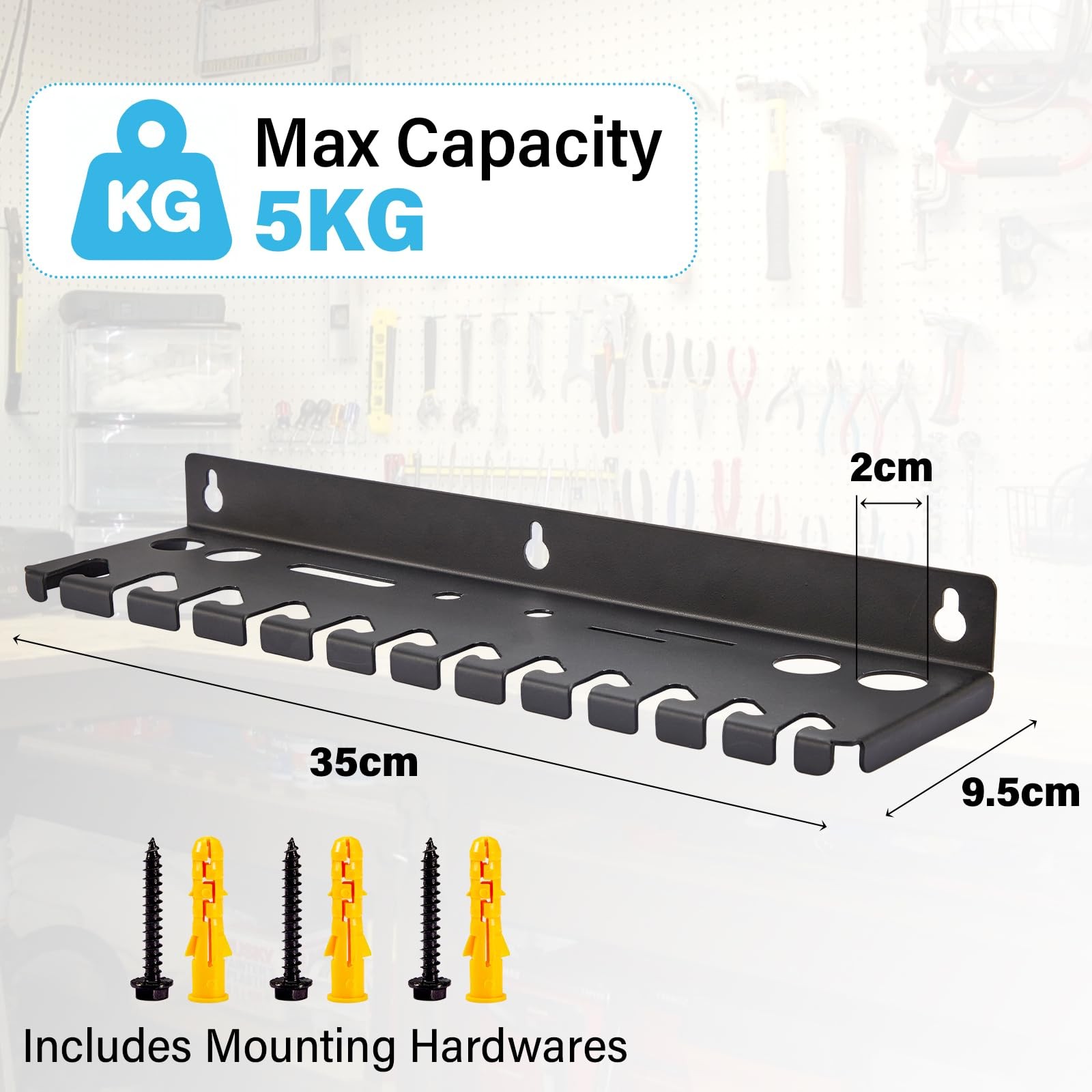 1 PCS Wall Mount Wrench Organizer Hanging Holder 12 Wrenches 9 Tool Slots