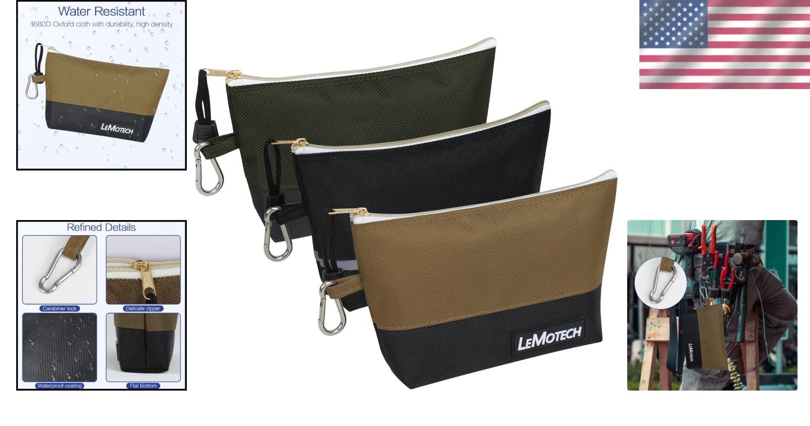 Durable 1680D Oxford Tool Organizers – Versatile 3-Pack with Zippers