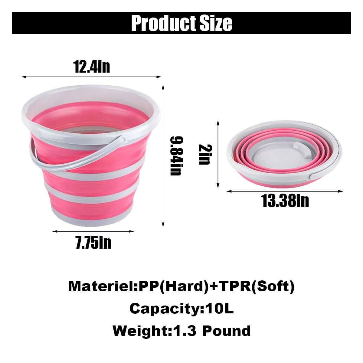 Collapsible 10L Folding Bucket for Car Wash, Camping, and Garden Use