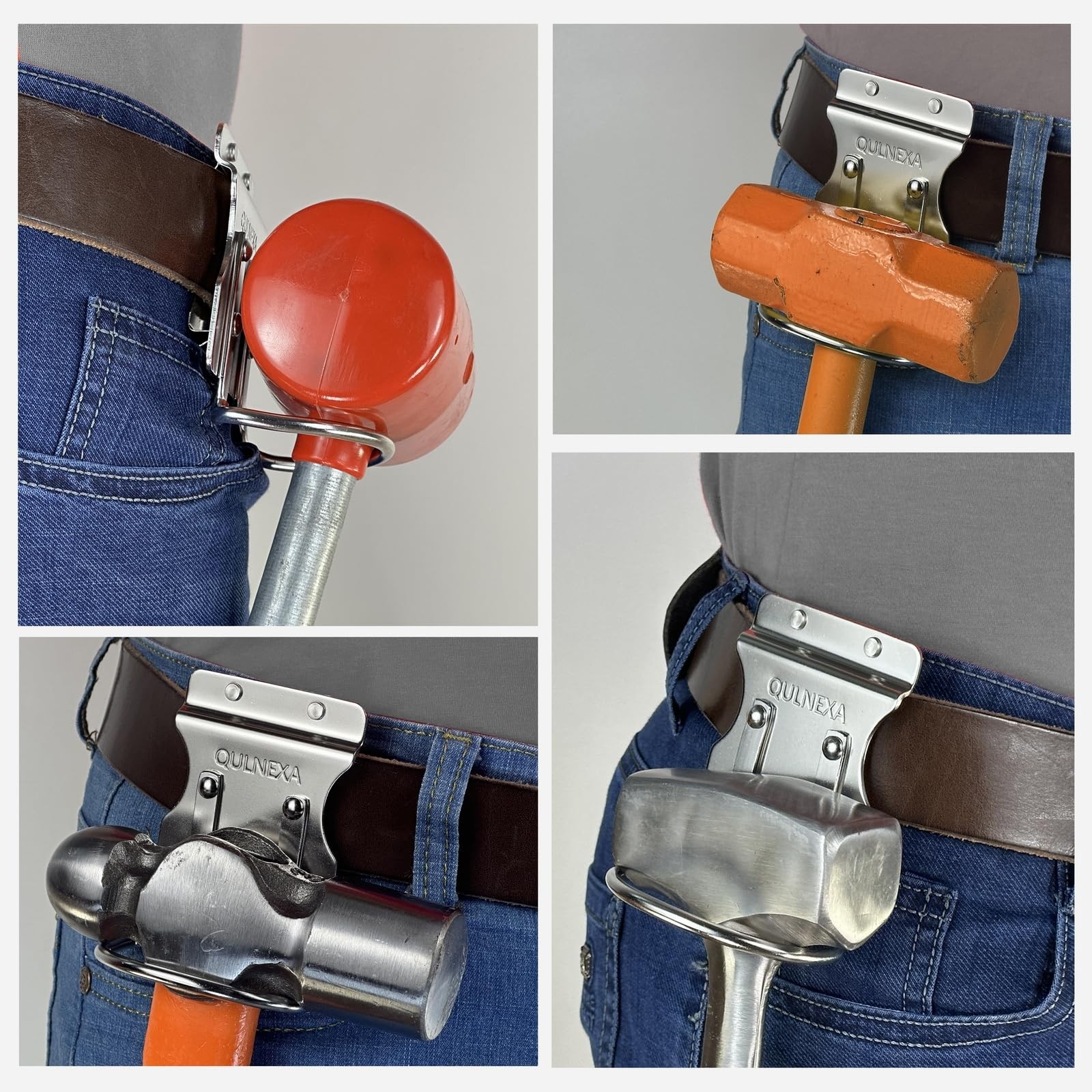 QULNEXA Stainless Steel Hammer Holder Drill Holster 2.6inches for Tool Belt