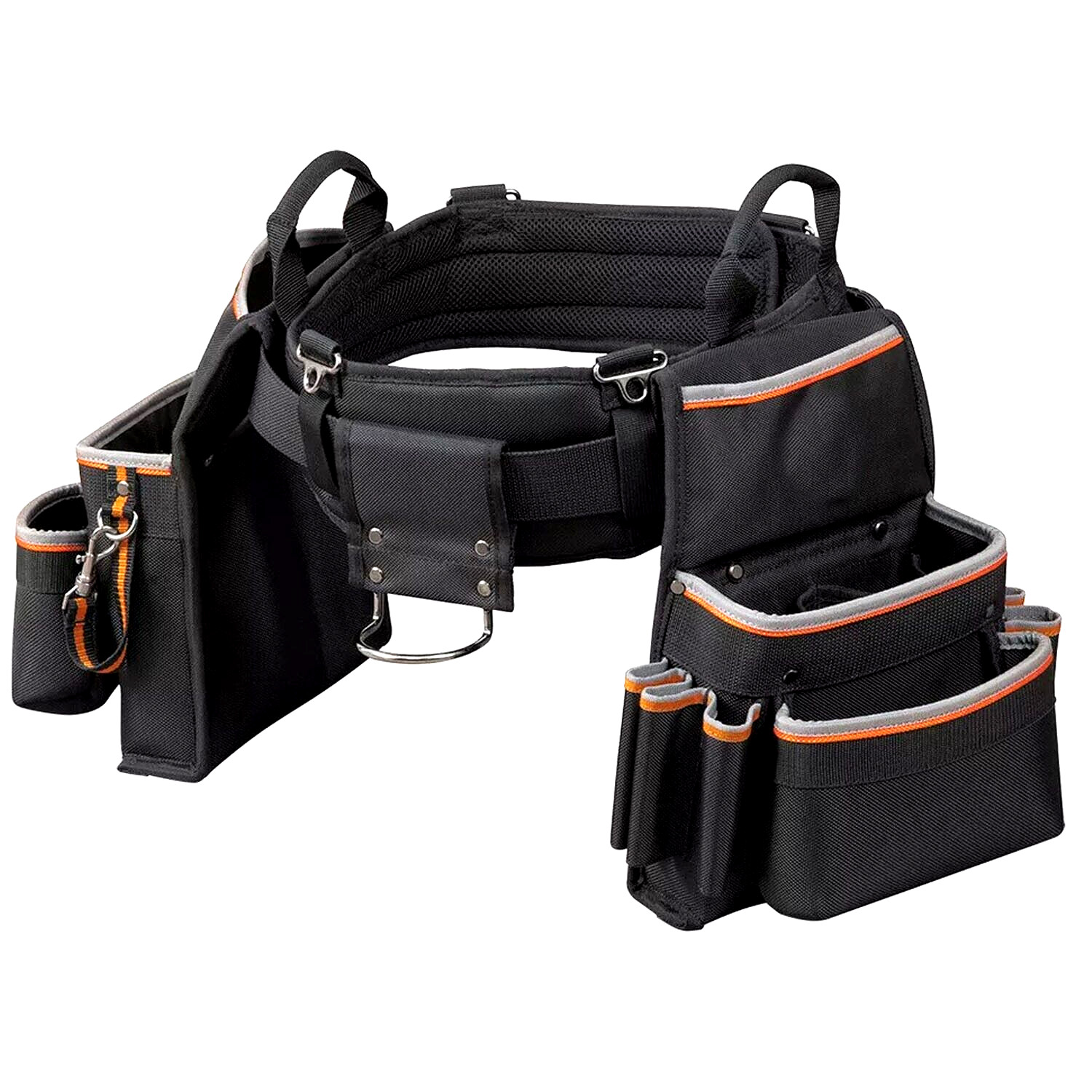 Electrician Tool Belt Large Black Contractor Pouch with Suspender StorageBag New