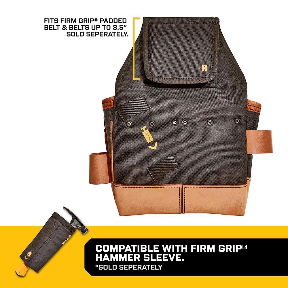 FIRM GRIP Build-A-Rig Hybrid Leather/Nylon Carpenter Tool Pouch