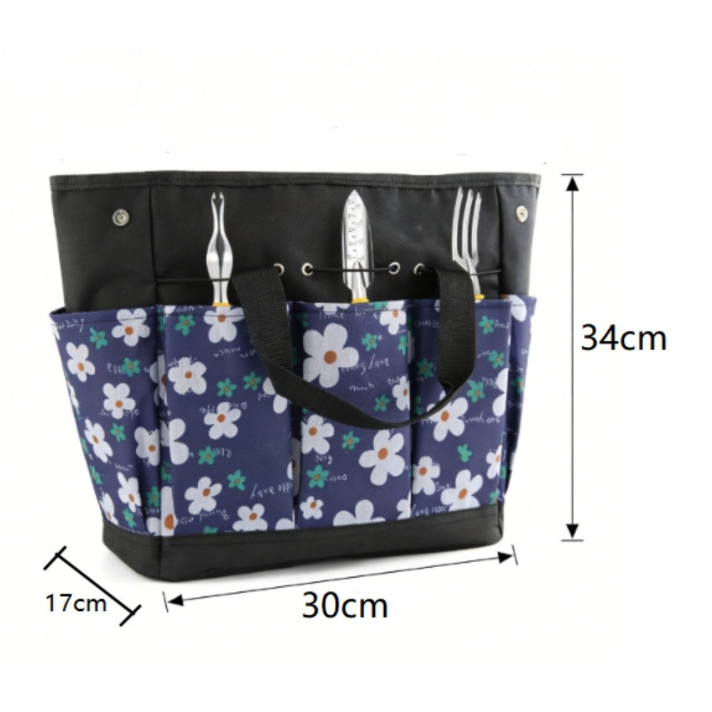 Floral Garden Tool Storage Bag 600D Oxford Cloth 34x17x30cm Lightweight 0.35kg