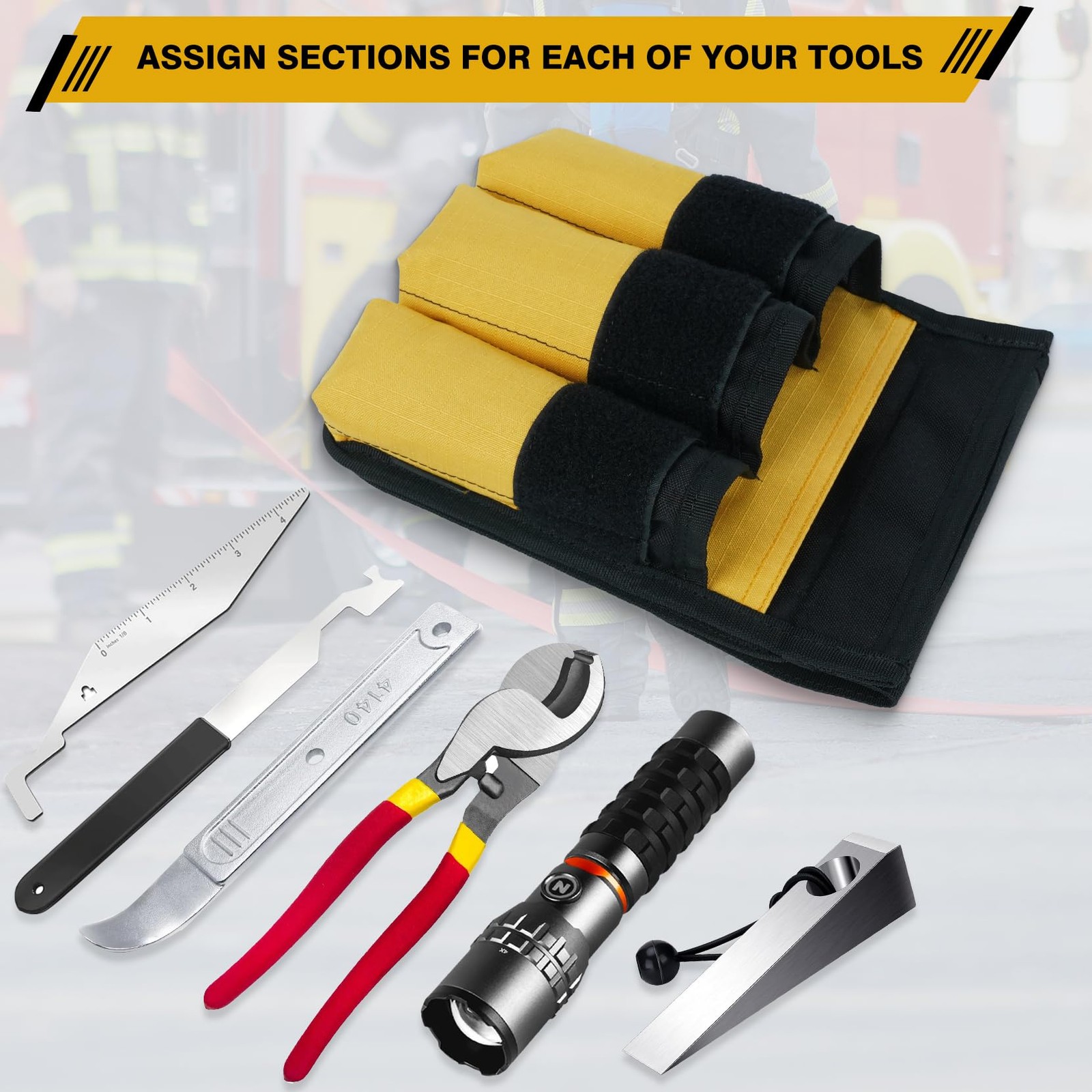 7Pocket Firefighter Tool Pouch Carry Handle Flap Fits Bunker Gear Organizer