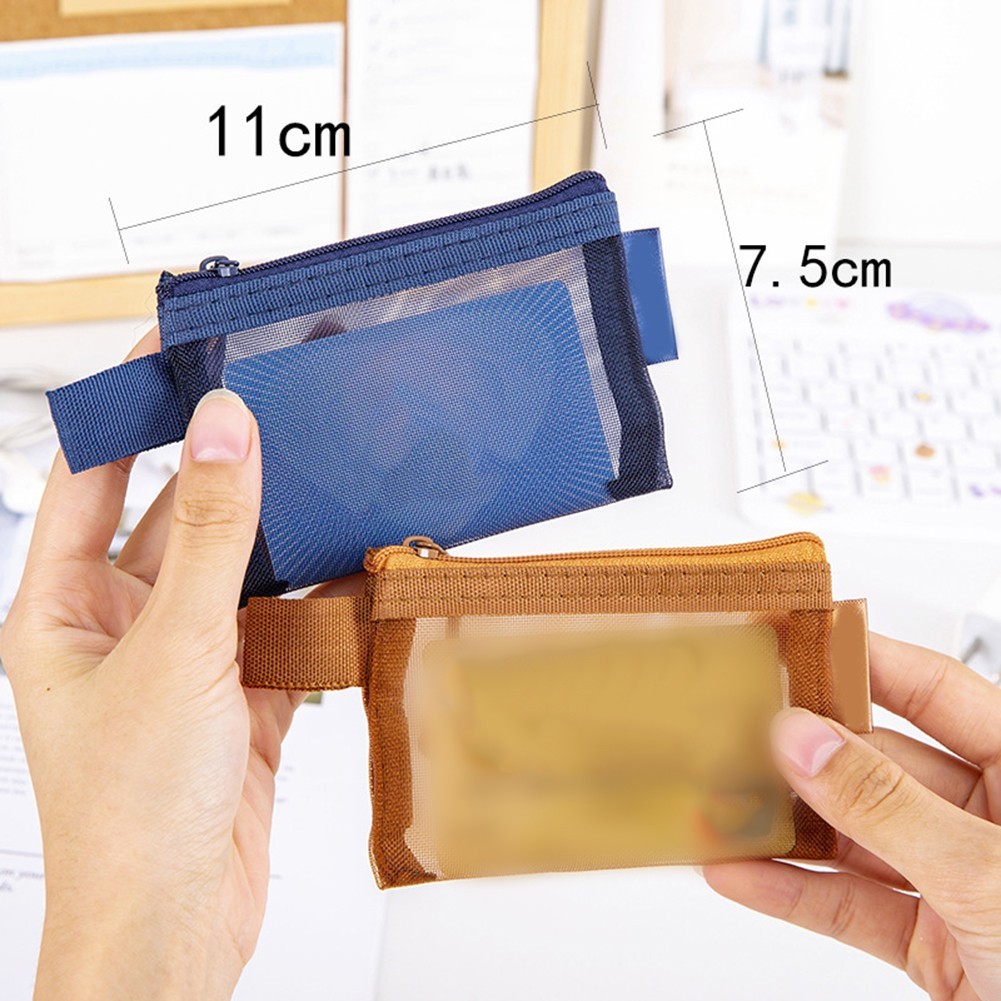 Small Zipper Mesh Nylon Bag for Makeup Earphone and Travel Essential Organizer